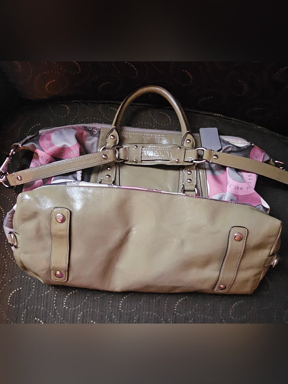 Coach Pink and Gray Signature Satchel Bag - Picture 4 of 12